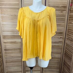 Cato Top Yellow Women's Short Sleeve Plus Size 26/28